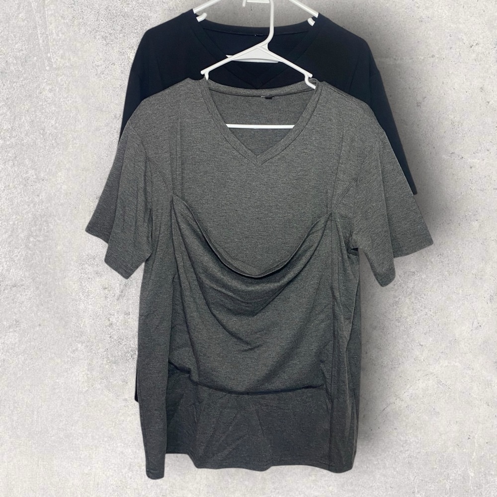 2 Men’s T Shirts Black And Gray With Pocket Design On Front